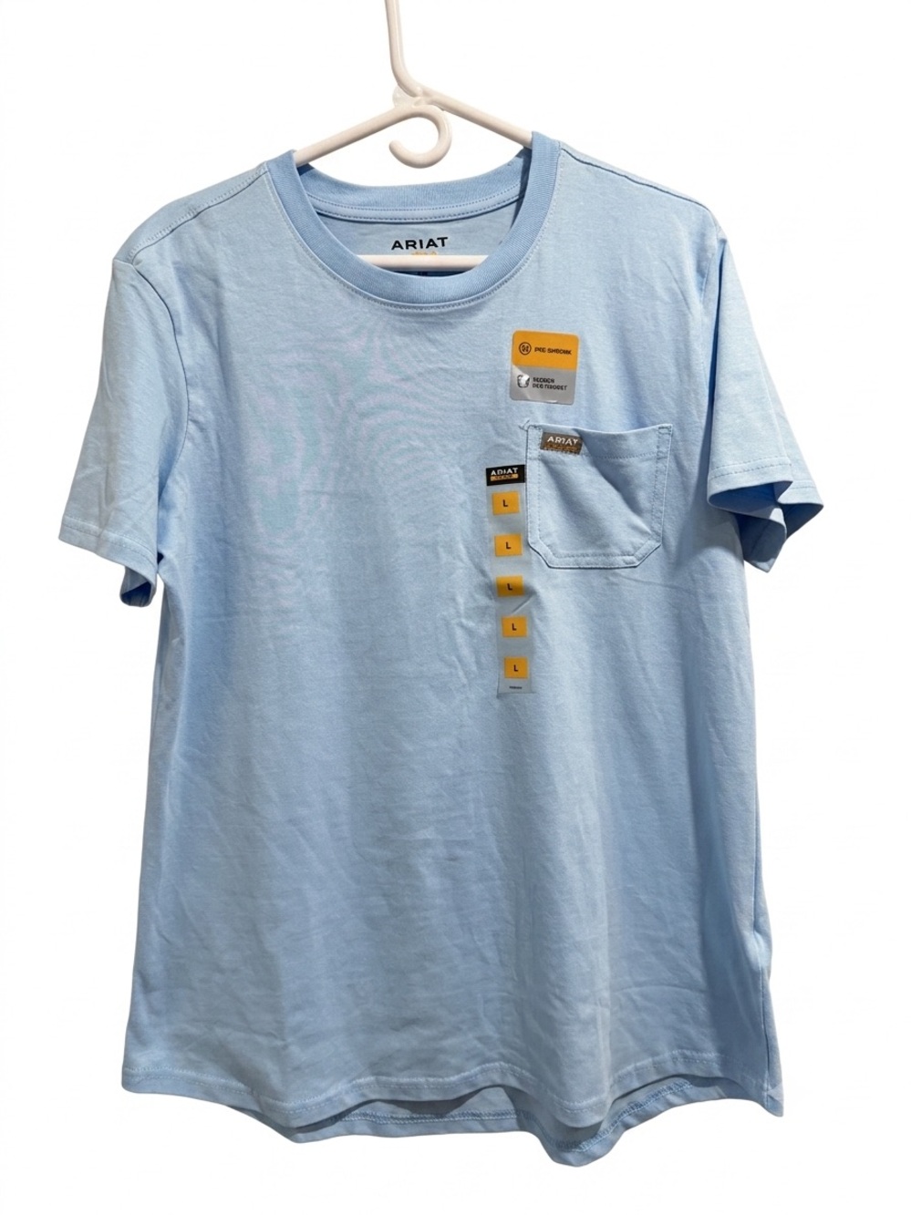 Ariat Rebar CottonStrong Graphic T-Shirt Skull Floral Workwear Light Blue L NWT